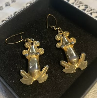 Mayan Frogs Metal Earrings For Pierce Ears • $8