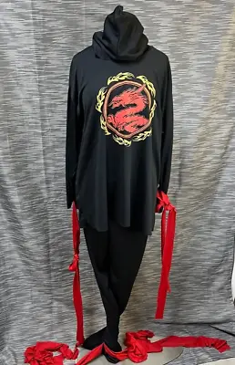 Ninja Adult Costume Halloween Classic Hooded Black Samurai Warrior Suit Dragon M • $19.99