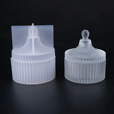 Storage Box Silicone Mold Round Striped Candle Jar Box Design Epoxy Clay Mo..x • $5.42