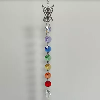 Chakra Suncatcher With Angel Glass Rainbow Crystal Suncatcher Guardian Angel • £11.50