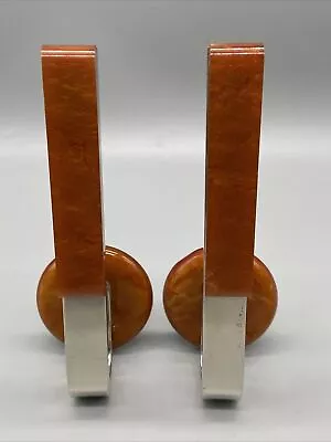 £31 • Buy Art Deco Butterscotch Phenolic Catlin Bakelite Amber + Chrome Door Handles Pair