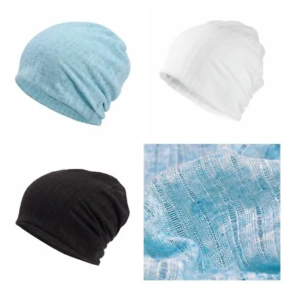 Men Women Thin Breathable Beanie Stretch Slouch Hat Adult Chemotherapy Cap • £6.59