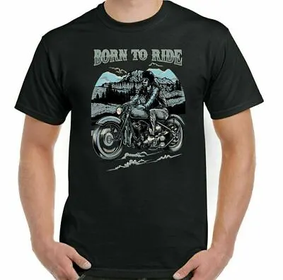 Motorbike T-Shirt Motorcycle Biker Chopper Cafe Racer Born To Ride Mens  • £10.99