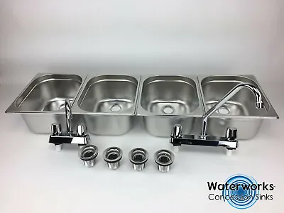 Large Concession Sink 4 Compartment Portable Food Truck Trailer W/Faucets • $125.95