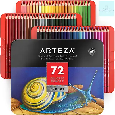 Arteza Colouring Pencils Professional Set Of 72 Colours In A Tin Box Soft For • £117.40