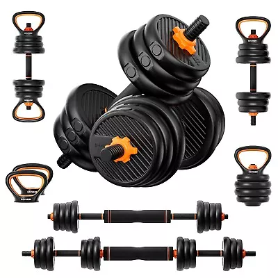 4 In1 Dumbbell Barbell Kettlebell Adjustable Weight Set Free Weight Fitness 55lb • $79.99