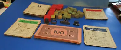 Vintage Wood Monopoly Pieces 11 Red Hotels31 Green Houses4 Metal Game Pieces • $19