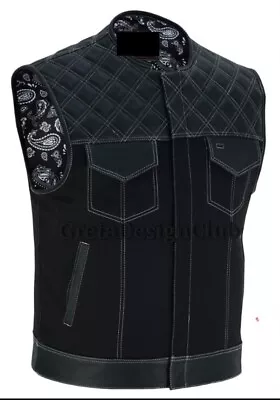 Men’s Biker  Vest Or Hunt Club Leather Diamond Quilted Motorcycle Denim Style • $90