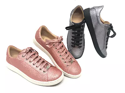 Ugg Australia Milo Glitter Pink Gunmetal Lace Up Sneakers Tennis Shoes 1100213 • $29.99