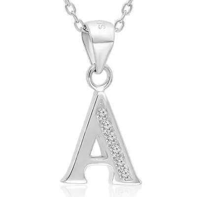 925 Solid Sterling Silver Initial Letter Alphabet Pendant Charm Necklace 16  18  • $29.99