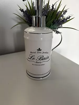 Le Bain White Ceramic Bathroom Lotion Shower Shampoo Liquid Soap Pump Dispenser • £10.50