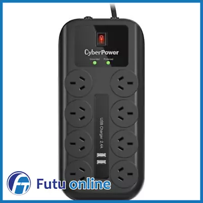 CyberPower 8 Outlet Way Surge Protector Power Board USB Charging IPhone Charger • $34