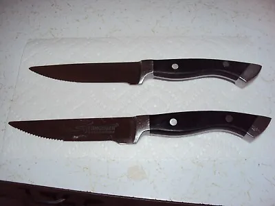 TWO  LONGHORN STEAKHOUSE Steak Knives Heavy Weighted W/ Logo Serrated 10.75  • $25