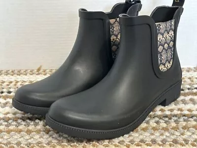 Women Joules Black Waterproof Welly Wellington Ankle Pull On Rain Bootie Boots 9 • $49.99