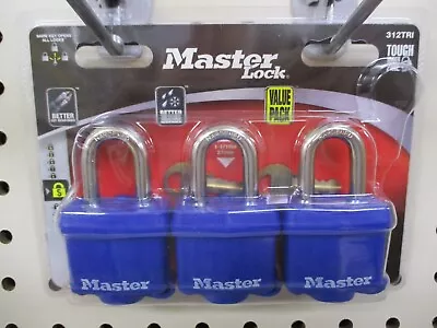 New Master Lock 312tri Pack 3 Laminated Steel Keyed Padlock 3/8  X 1  • $32.99