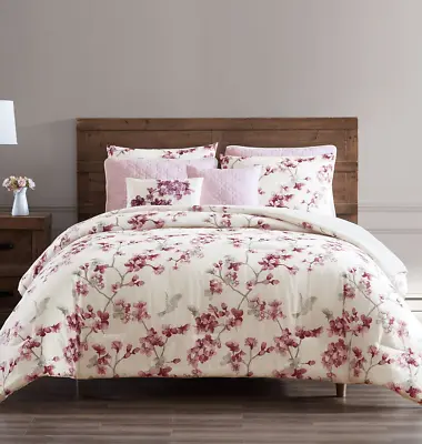 $69.95 • Buy Hallmart Collectibles Aviary Blossom 8-Pc King Cal Comforter Set Cherry Pink Red