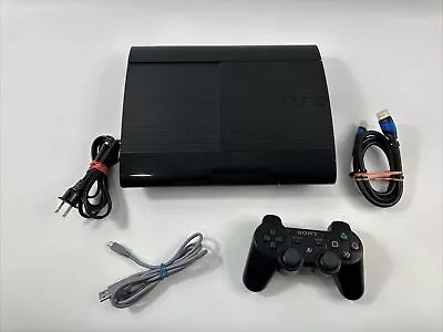 Sony PlayStation 3 Console PS3 Super Slim Black Bundle Controller & Cords Tested • $109.95