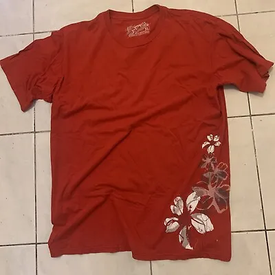 OAKLEY T-Shirt Red Flower Power Skull Logo Size XL • $36.16