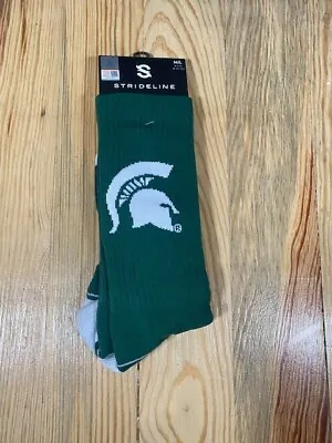 NEW Michigan State Strideline Premium Crew Socks Full Knit Green MEDIUM/LRGE • $12