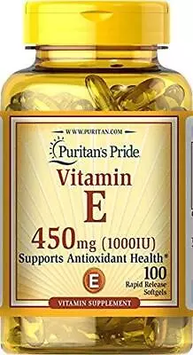 Puritan's Pride Vitamin E 1000 IU Softgels 100 Rapid Release Softgels • $15.89