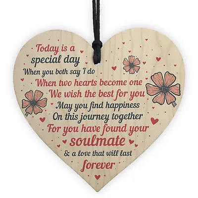 Wedding Gift Wooden Heart Plaque Mr And Mrs Good Luck Bride Groom Keepsake Gift • £3.99