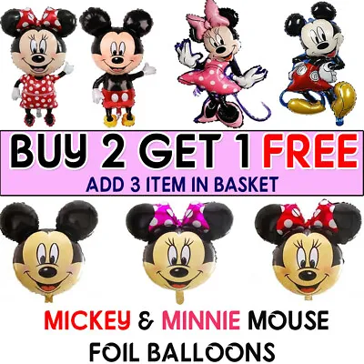 Large Disney Mickey Minnie Mouse Birthday Foil Balloons Kids Party Girls Boys UK • £2.40