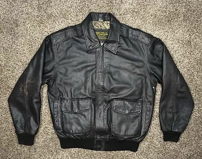 VTG Type A-2 Flyer's Bomber Flight Leather Jacket US Army Air Force Sz Med Tall • $85