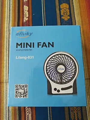 Efluky 3 Speeds Mini Desk Fan Rechargeable Battery Operated Fan With LED Light • $10