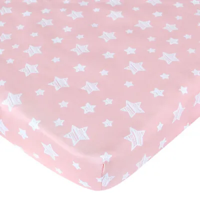 Pack N Play Sheets Fitted Portable Playard Mini Crib Sheets Pink Star 39  X 27  • $15.99