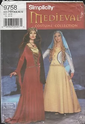 Simplicity 9758 Medieval Dress & Cape Costume Pattern Choose Size Uncut • $12.74