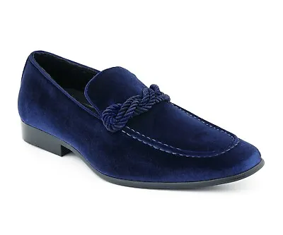 Amali Velvet Tuxedo Shoes Mens Formal Fashion Slip On Loafers W/ Rope Bit • $29.99