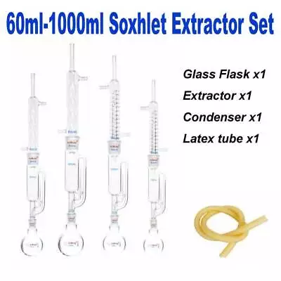 60ml - 1000ml Soxhlet Extractor Kit For Laboratory Teaching Glassware Extraction • $67.91