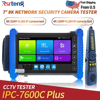 Rsrteng 7inch 8K CCTV Camera Tester 4K Network Test Tool POE IPC-7600C Plus US • $277.14