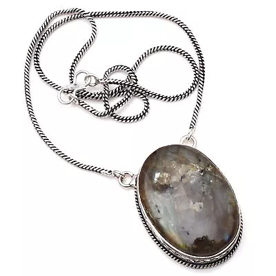 Labradorite Gemstone 925 Sterling Silver Handmade Jewelry Necklace 18  • £7.45
