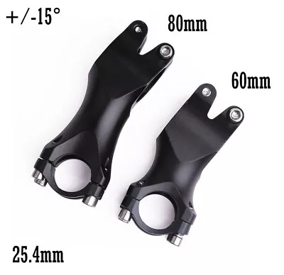 Aluminum 15° MTB Road Bike Handlebar Stems Bicycle Bar Stem 25.4*60/80mm • $12.99