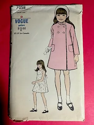 Rare 1960’s Vogue 7058 Child Dress & Coat Jacket 8 Sewing Pattern UNCUT Vintage • $16.99