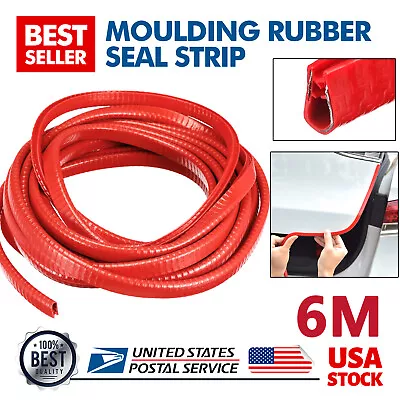 6M Car Rubber Seal Trim Molding Door Edge Red Lock Protector Weather Strip 20Ft • $11.69