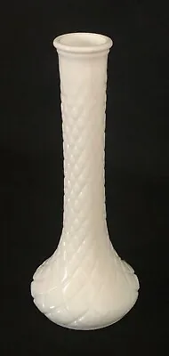 Vintage Hoosier #4092 White Milk Glass Quilted Diamond 9  Tall Flared Bud Vase • $9.49