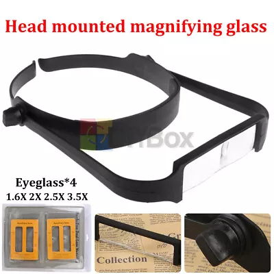 Headband Magnifier Head Magnifying Visor Glasses Jewelry Watch Repair W/ 4 Lens • $8.45