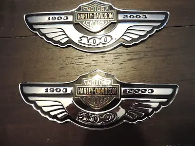 Harley Davidson 100th Anniversary Tank Emblems Limited Gold Bar & Shield Used. • $287