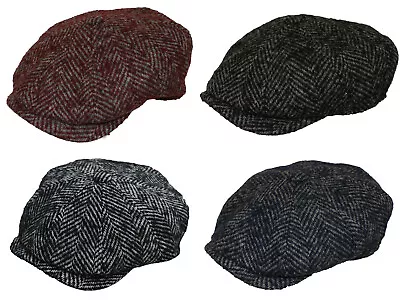 £20.99 • Buy  Tweed Chunky 100% Wool 8 Panel Newsboy Baker Boy Herringbone Gatsby Flat Cap