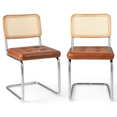 £129.99 • Buy Set Of 2 Rattan Bar Stools Upholstered Counter Height Chair Kitchen Dining Stool