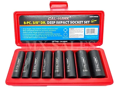 8pc 3/8  Dr. Air Impact Deep Socket Set Metric 6 Point Sockets W/ Case • $27.99