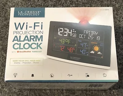 La Crosse Technology C82929 WiFi Projection Alarm Clock W/ AccuWeather Forecast • $41.89