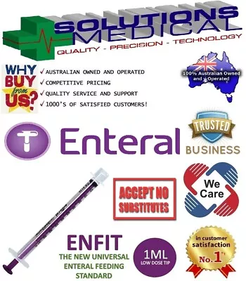 5 X 1ml Enteral Purple Enfit Syringe Single Patient Use Home Reusable • $15