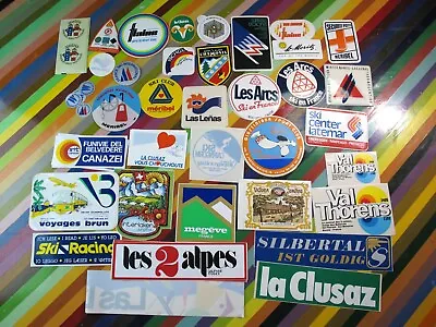 Vtg 1970s 1980s Ski Skiing Sticker - Foreign Meribel Canazei Flaine Clusaz + • $18