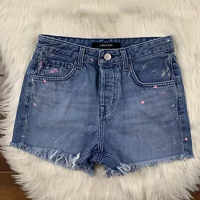 J Brand Women's Size 24 Medium Wash Paint Splatter Gracie Denim Jean Shorts Fray • $8.99