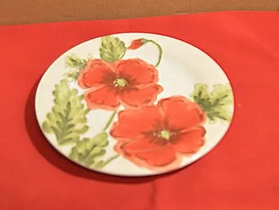 Maxcera Red Poppies Flowered Salad / Bread / Dessert Plate ~8  Diameter • $5.99