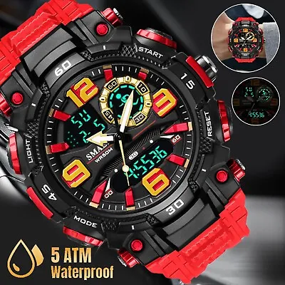 Men's Military Sports Watch Dual Time Wristwatch Shockproof Male LED Stopwatch • $13.48