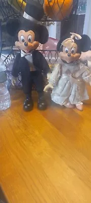 Mickey And Minnie Vntage Plush Dolls In Bridal Clothes • $25